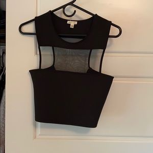 Black crop tank with mesh